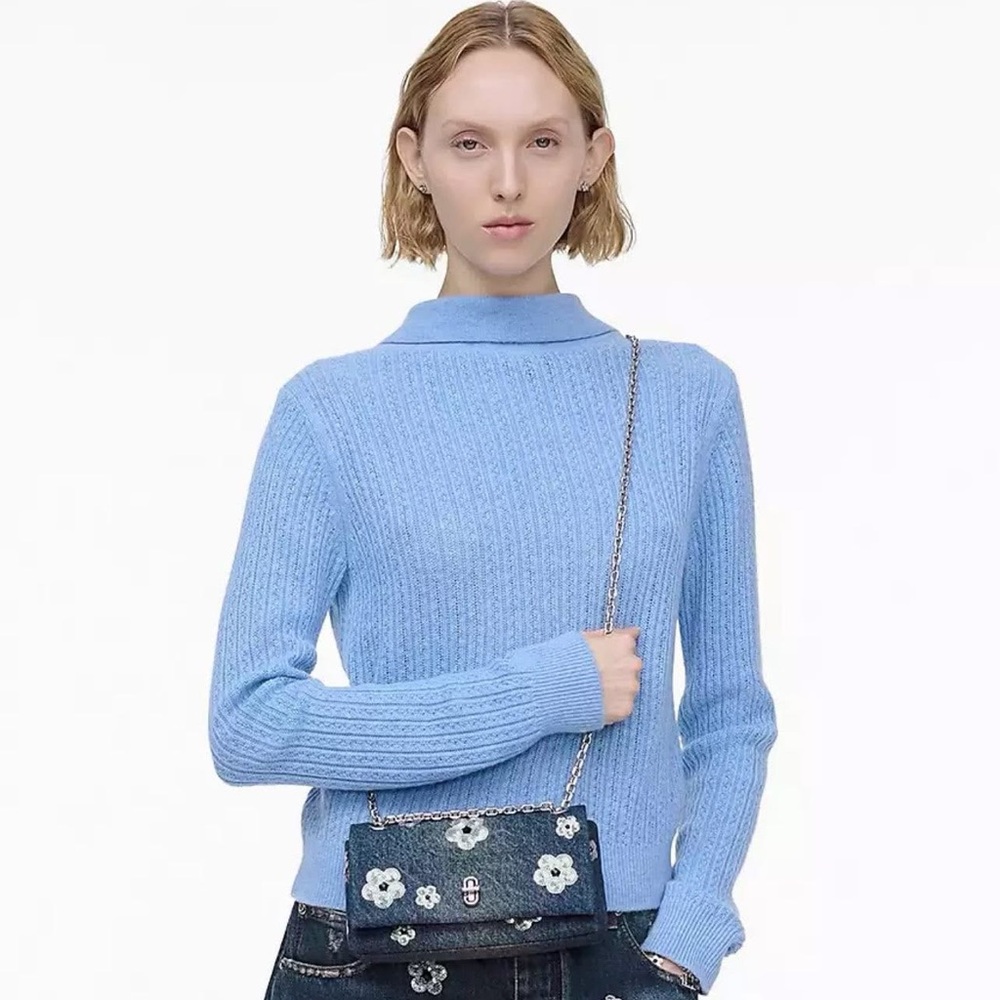 💰SOLD - 2S5SMN002S02- Marc Jacobs The Sequin Daisy Denim Dual Chain Mini Bag - Picture 16 of 16